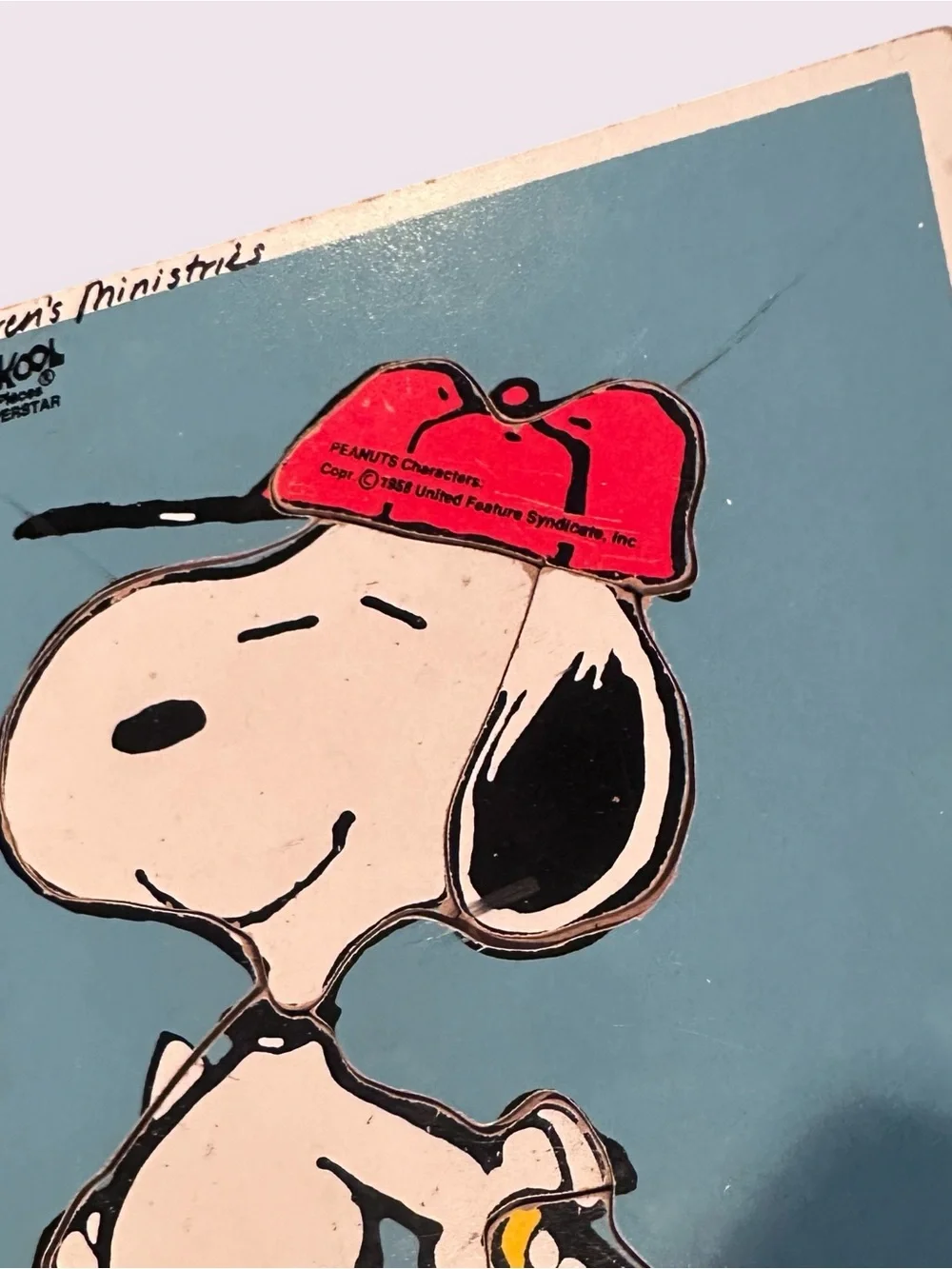 Vintage Playskool Schulz Peanuts Snoopy Baseball Wood Cardboard Puzzle